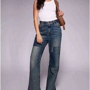 Good American The Khloé Jean Patchwork High Rise Straight 6/28 NWT